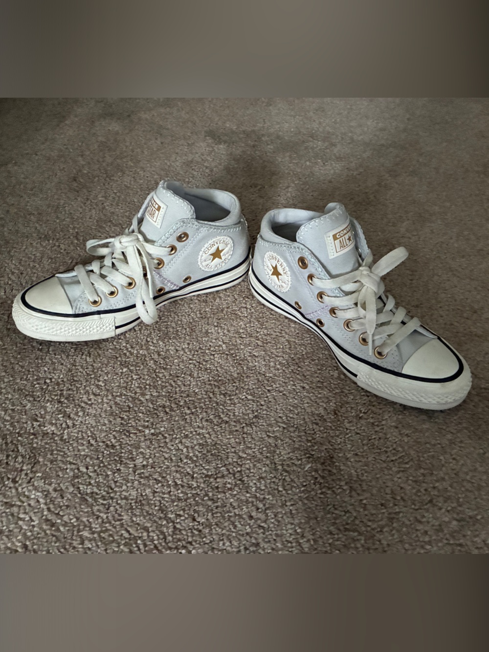 Converse Mid Top Sneakers, Baby blue and White